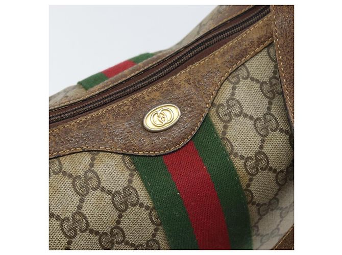 Borsa a Spalla Gucci GG Supreme Web Sherry Line PVC Beige 010 378 Auth 162998 - vista 18