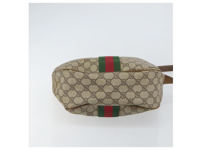Borsa a Spalla Gucci GG Supreme Web Sherry Line PVC Beige 010 378 Auth 162998 - vista 5