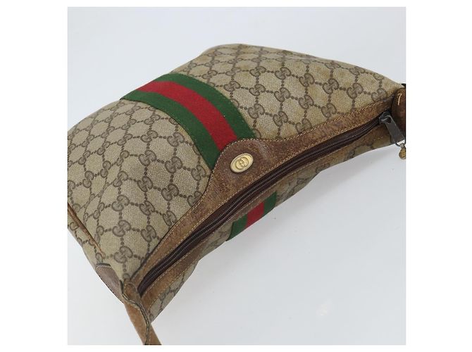 Borsa a Spalla Gucci GG Supreme Web Sherry Line PVC Beige 010 378 Auth 162998 - vista 6