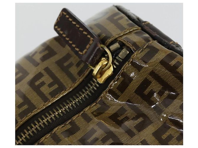 Borsa Boston in tela Zucchino FENDI marrone oro Auth am10122 - vista 10