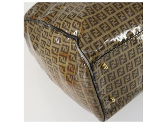 Borsa Boston in tela Zucchino FENDI marrone oro Auth am10122 - vista 14