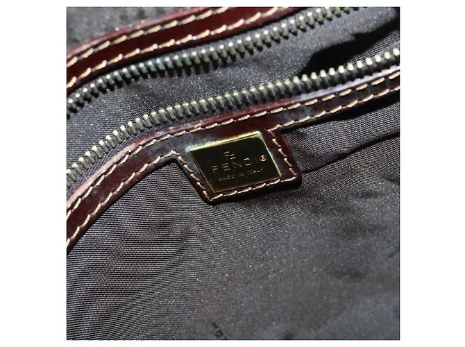 Borsa Boston in tela Zucchino FENDI marrone oro Auth am10122 - vista 20