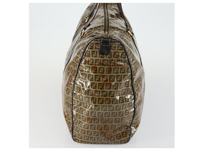 Borsa Boston in tela Zucchino FENDI marrone oro Auth am10122 - vista 4