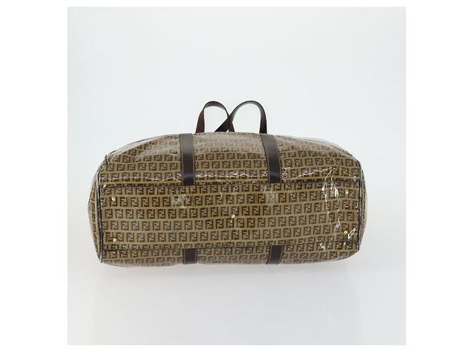 Borsa Boston in tela Zucchino FENDI marrone oro Auth am10122 - vista 5