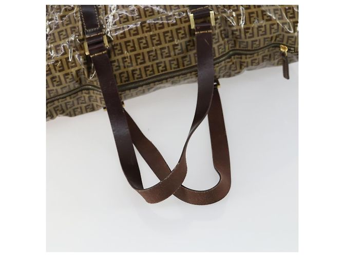 Borsa Boston in tela Zucchino FENDI marrone oro Auth am10122 - vista 7