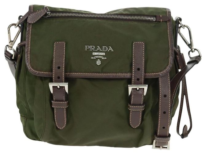 PRADA Schultertasche Nylon Grün Silber Authentisch 161408 - Ansicht 13