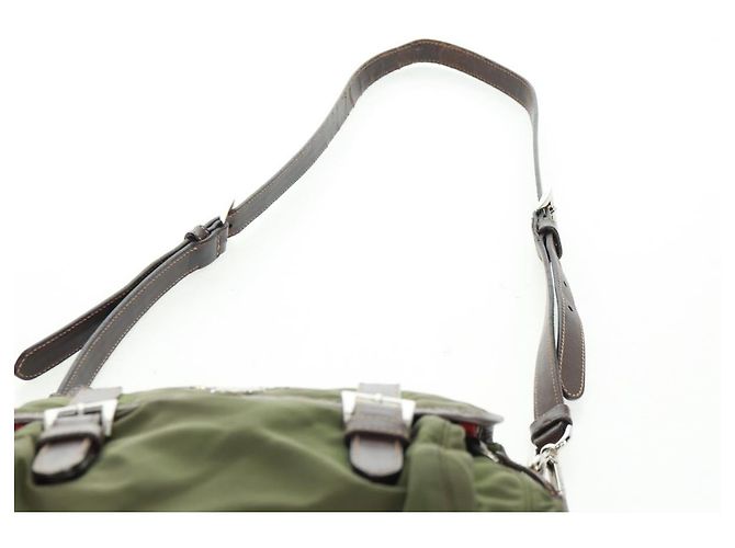 PRADA Schultertasche Nylon Grün Silber Authentisch 161408 - Ansicht 15