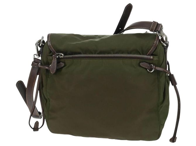 PRADA Schultertasche Nylon Grün Silber Authentisch 161408 - Ansicht 2