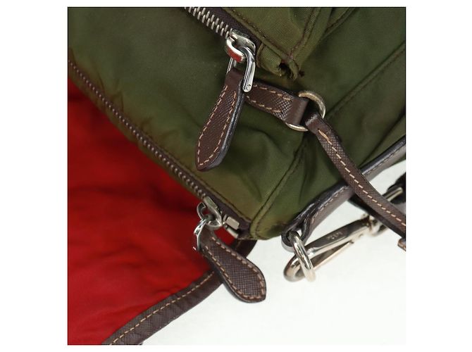 PRADA Schultertasche Nylon Grün Silber Authentisch 161408 - Ansicht 23