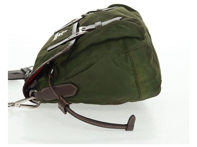 PRADA Schultertasche Nylon Grün Silber Authentisch 161408 - Ansicht 3