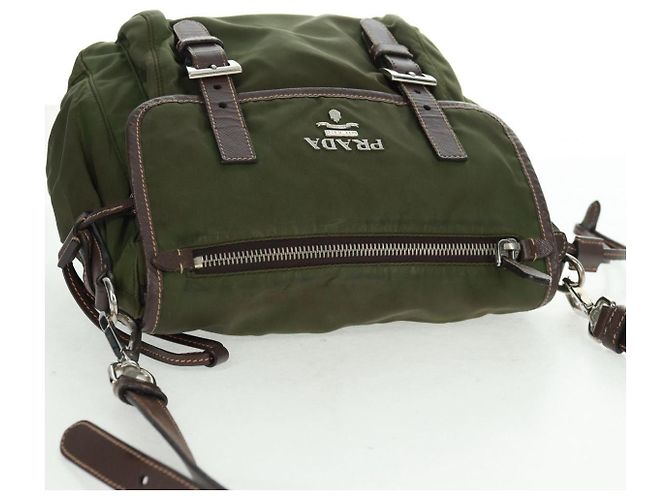 PRADA Schultertasche Nylon Grün Silber Authentisch 161408 - Ansicht 6