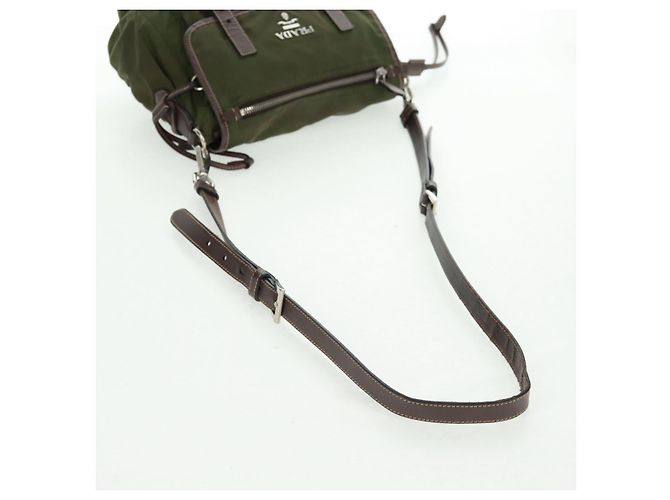 PRADA Schultertasche Nylon Grün Silber Authentisch 161408 - Ansicht 7