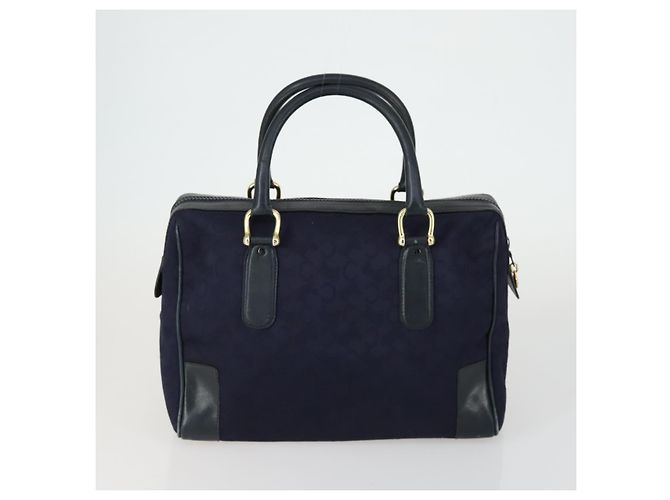 Céline Borsa a Spalla in Tela Macadam CELINE Pelle 3 Pezzi Rosso Blu Auth 160319 Blu navy - vista 3