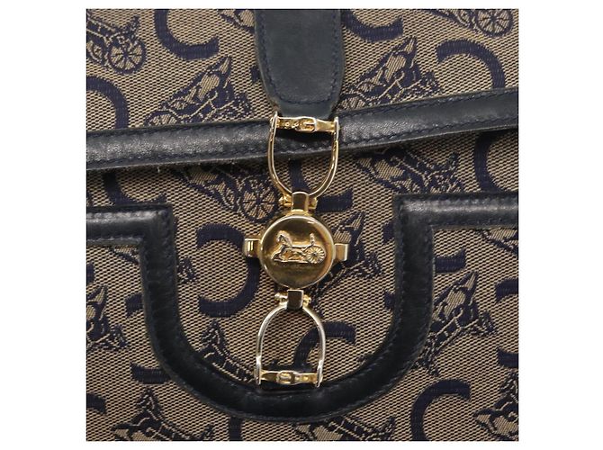 Céline Borsa a Spalla Celine C Sulky in Tela Blu Navy e Oro Auth 161128 D'oro - vista 17