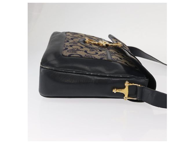 Céline Borsa a Spalla Celine C Sulky in Tela Blu Navy e Oro Auth 161128 D'oro - vista 3