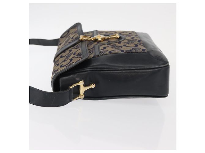 Céline Borsa a Spalla Celine C Sulky in Tela Blu Navy e Oro Auth 161128 D'oro - vista 4