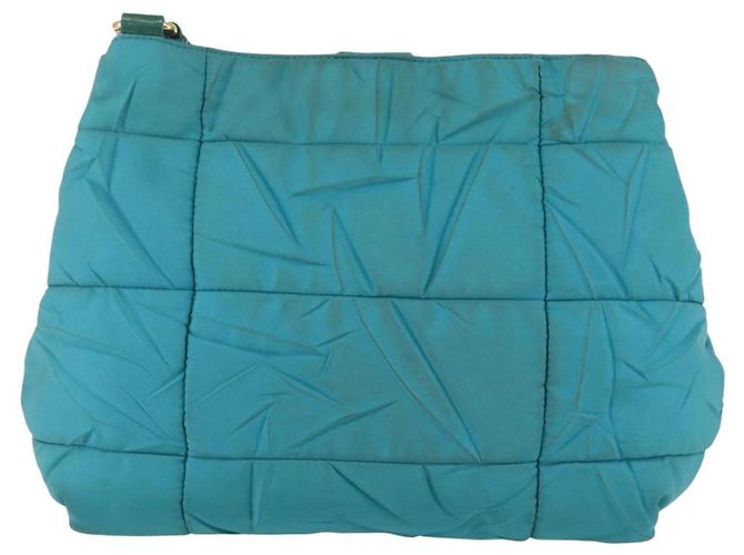 Borsa a Spalla PRADA in Nylon Blu Turchese Oro Auth 161283 D'oro - vista 2