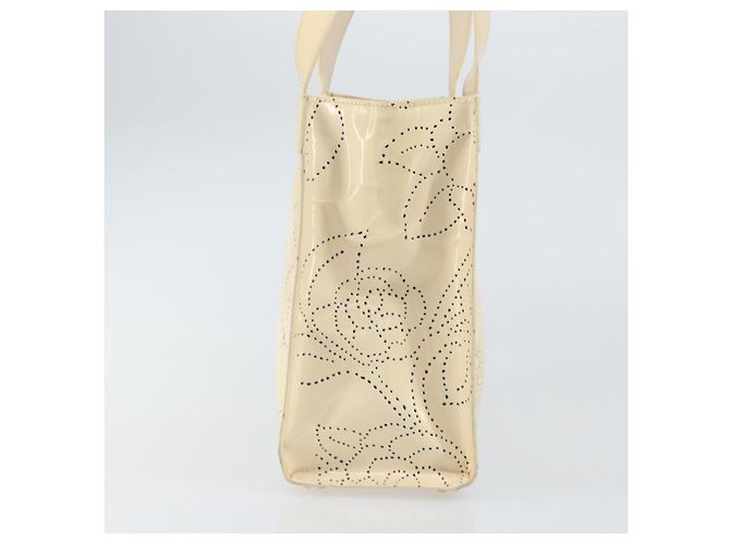 CHANEL Borsa a Spalla Camelia Pelle Verniciata Avorio Oro CC Auth 161438 D'oro Crudo - vista 4