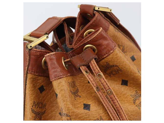 Borsa a Spalla MCM Logogram Vicetos PVC Marrone Oro Auth 162987 D'oro - vista 10