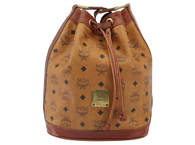 Borsa a Spalla MCM Logogram Vicetos PVC Marrone Oro Auth 162987 D'oro - vista 13