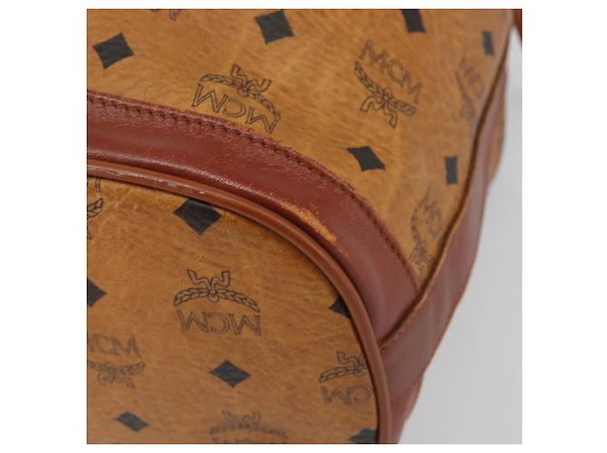 Borsa a Spalla MCM Logogram Vicetos PVC Marrone Oro Auth 162987 D'oro - vista 14