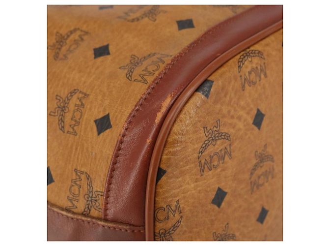 Borsa a Spalla MCM Logogram Vicetos PVC Marrone Oro Auth 162987 D'oro - vista 15