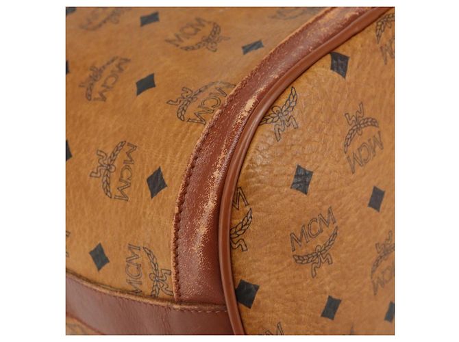 Borsa a Spalla MCM Logogram Vicetos PVC Marrone Oro Auth 162987 D'oro - vista 16