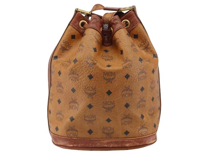 Borsa a Spalla MCM Logogram Vicetos PVC Marrone Oro Auth 162987 D'oro - vista 2