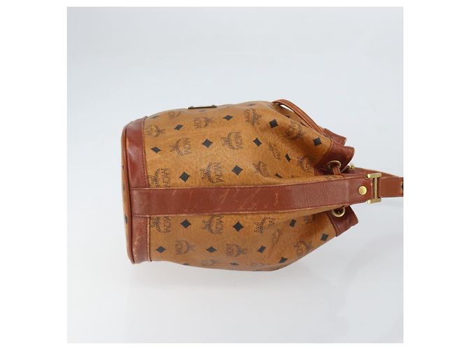 Borsa a Spalla MCM Logogram Vicetos PVC Marrone Oro Auth 162987 D'oro - vista 3