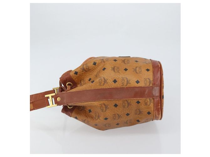 Borsa a Spalla MCM Logogram Vicetos PVC Marrone Oro Auth 162987 D'oro - vista 4