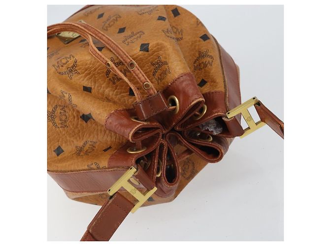 Borsa a Spalla MCM Logogram Vicetos PVC Marrone Oro Auth 162987 D'oro - vista 6