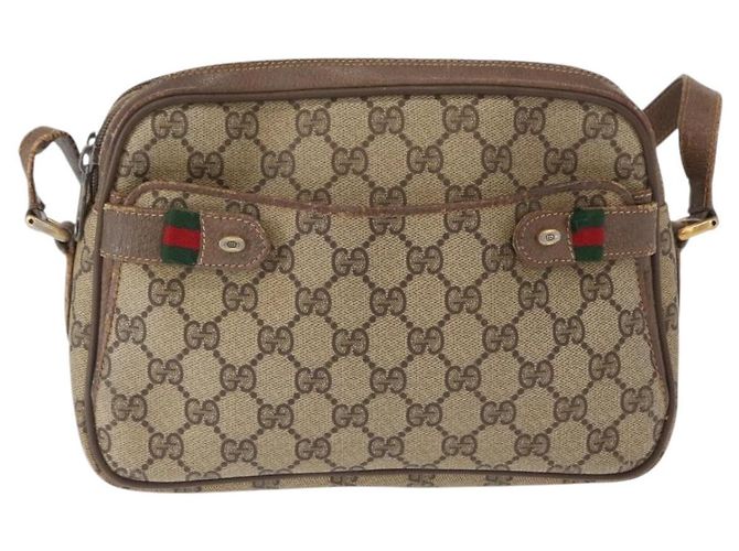 Borsa Sherry Line GG Supreme Web di GUCCI in PVC beige e oro 904 02 049 Auth 160477 D'oro - vista 13