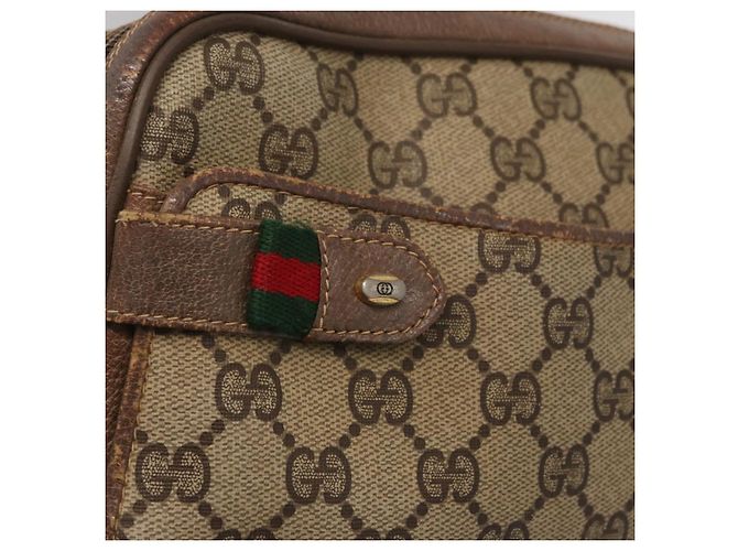 Borsa Sherry Line GG Supreme Web di GUCCI in PVC beige e oro 904 02 049 Auth 160477 D'oro - vista 17