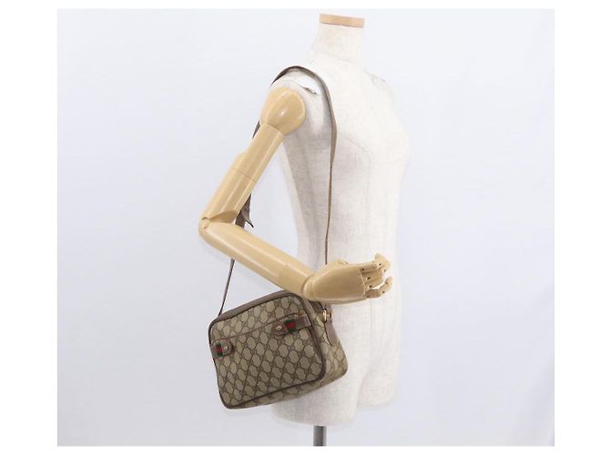 Borsa Sherry Line GG Supreme Web di GUCCI in PVC beige e oro 904 02 049 Auth 160477 D'oro - vista 24