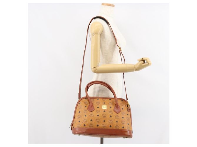 Borsa MCM Vicetos Logogram in pelle PVC 2 in 1 marrone oro Auth gh1460 D'oro - vista 22
