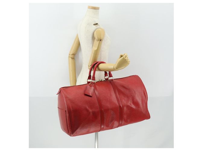 LOUIS VUITTON Epi Keepall 60 Borsa Boston Rossa M42947 LV Auth 159412 Rosso - vista 23