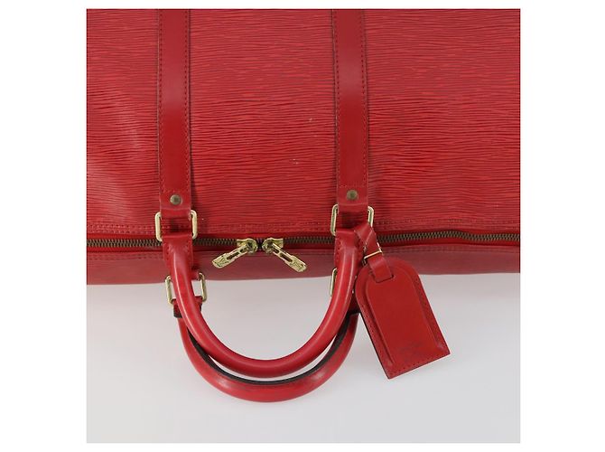 LOUIS VUITTON Epi Keepall 60 Borsa Boston Rossa M42947 LV Auth 159412 Rosso - vista 7