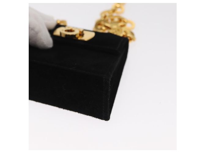 Pochette a spalla Gancini Chain Salvatore Ferragamo in suede nero e oro Auth 161208 D'oro - vista 14