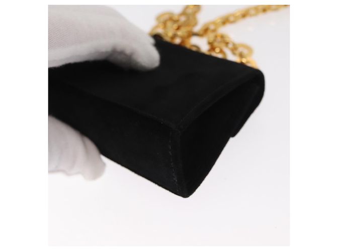 Pochette a spalla Gancini Chain Salvatore Ferragamo in suede nero e oro Auth 161208 D'oro - vista 16