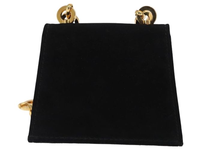 Pochette a spalla Gancini Chain Salvatore Ferragamo in suede nero e oro Auth 161208 D'oro - vista 2