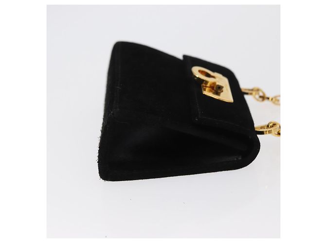 Pochette a spalla Gancini Chain Salvatore Ferragamo in suede nero e oro Auth 161208 D'oro - vista 3