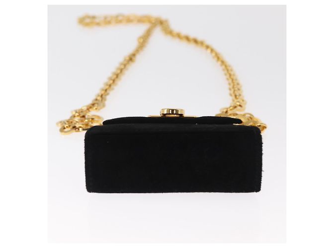Pochette a spalla Gancini Chain Salvatore Ferragamo in suede nero e oro Auth 161208 D'oro - vista 5