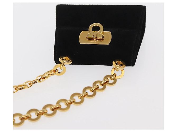 Pochette a spalla Gancini Chain Salvatore Ferragamo in suede nero e oro Auth 161208 D'oro - vista 6