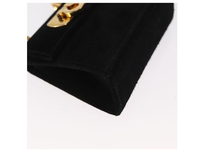 Pochette a spalla Gancini Chain Salvatore Ferragamo in suede nero e oro Auth 161208 D'oro - vista 9