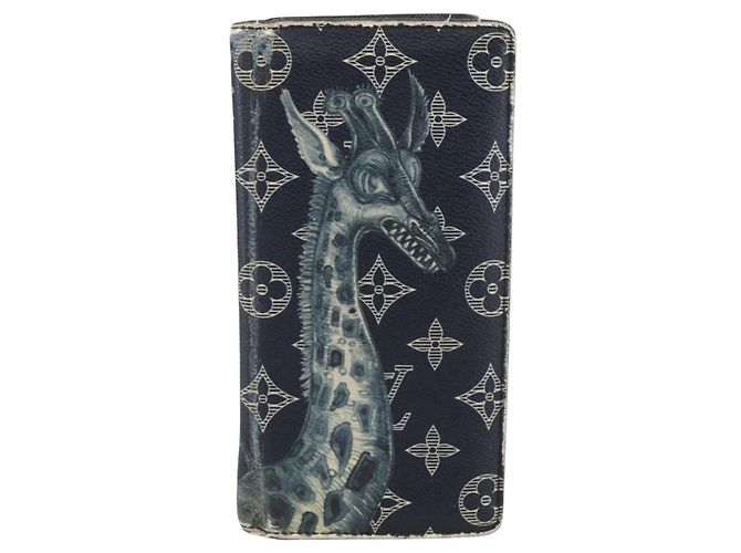LOUIS VUITTON Monogram Savanna Portefeuille Braza Wallet Blu Navy M66025 Auth 161319 - vista 13