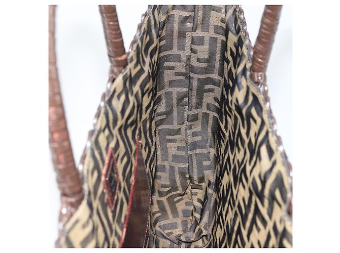 Borsa a mano FENDI in rafia marrone Auth 162721 - vista 18