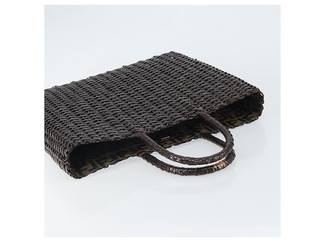 Borsa a mano FENDI in rafia marrone Auth 162721 - vista 6