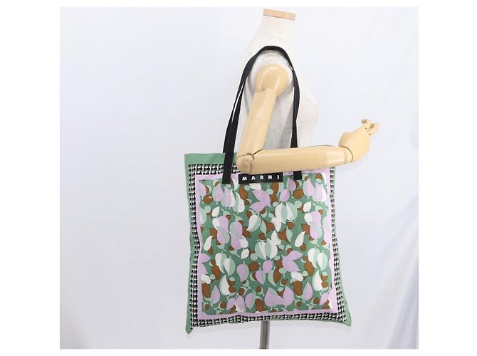 Autre Marque MARNI Blumenmuster Tote Bag aus Canvas Grün Auth 160729 - Ansicht 18