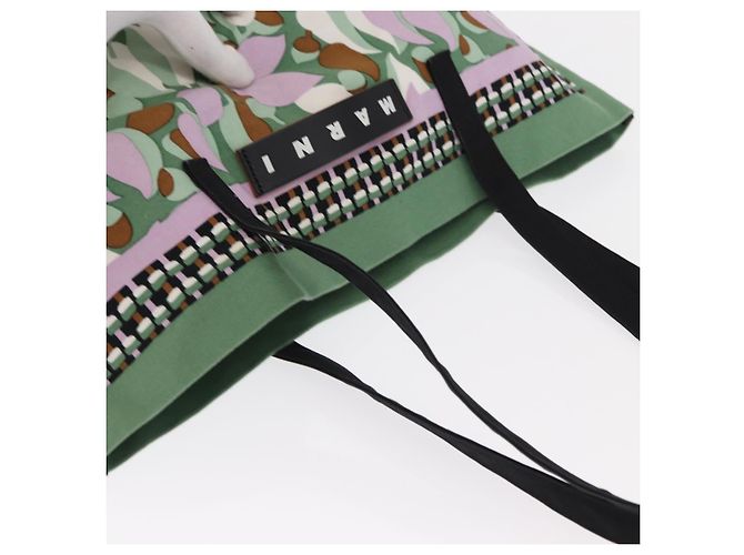 Autre Marque MARNI Blumenmuster Tote Bag aus Canvas Grün Auth 160729 - Ansicht 6