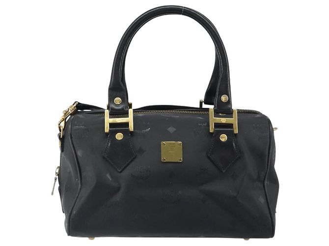 MCM Vicetos Logogram Handtasche PVC 2-Wege Schwarz Gold Auth 160735 Golden - Ansicht 13